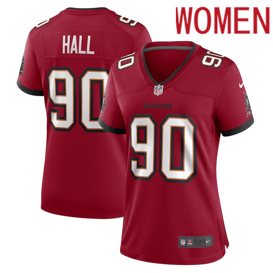 Women Tampa Bay Buccaneers #90 Logan Hall Nike Red Game Player NFL Jersey->youth nfl jersey->Youth Jersey